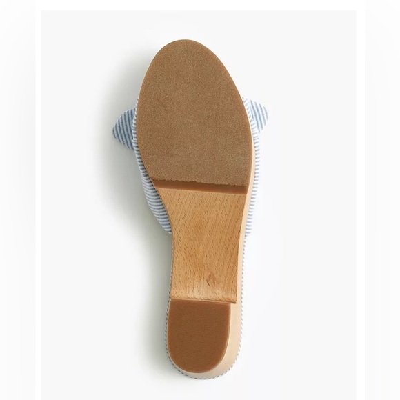 J. CREW SANDALS PRINTED BOW-HEEL MULES WOMEN’S  PLATFORM WOOD BLUE COLOR SIZE 9 - Picture 6 of 7